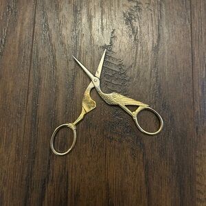 Antique Gold Stork Bird Embroidery Art Scissors